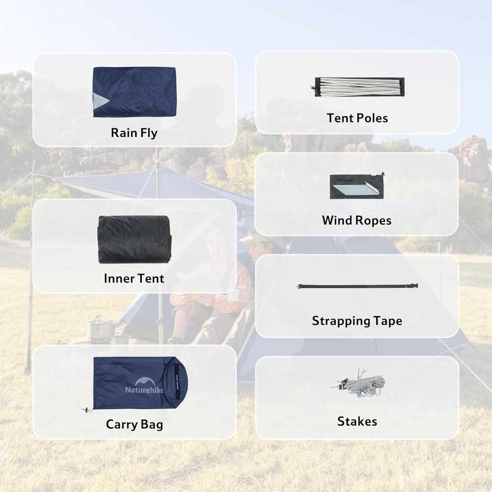Naturehike kupolinė palapinė Bleik B 2–3 asmenims, 3 sezonų, 2 įėjimai, 2,55 kg