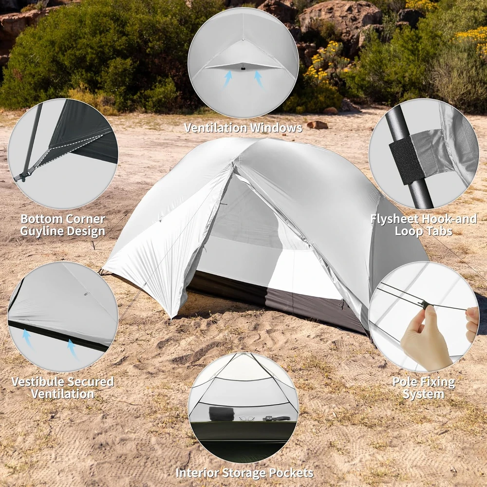 Naturehike kupolinė ultralengva vienvietė turistinė palapinė, atspari vandeniui, 3–4 sezonų, Mongar Pro
