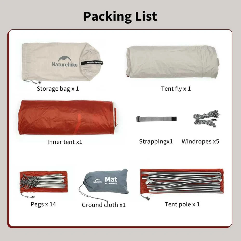 Naturehike lengva vienvietė kempingo kupolinė palapinė Cloud Up Pro, atspari vandeniui, 3 sezonų, 1,55 kg