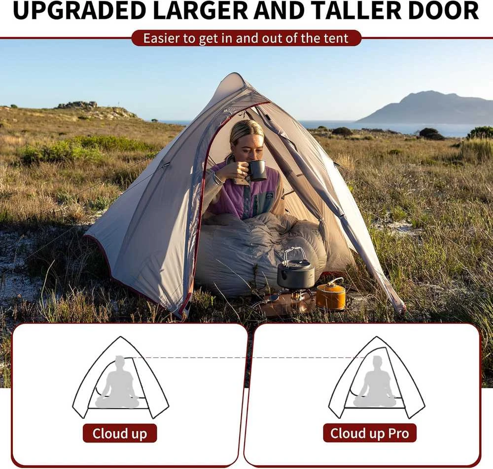 Naturehike lengva vienvietė kempingo kupolinė palapinė Cloud Up Pro, atspari vandeniui, 3 sezonų, 1,55 kg