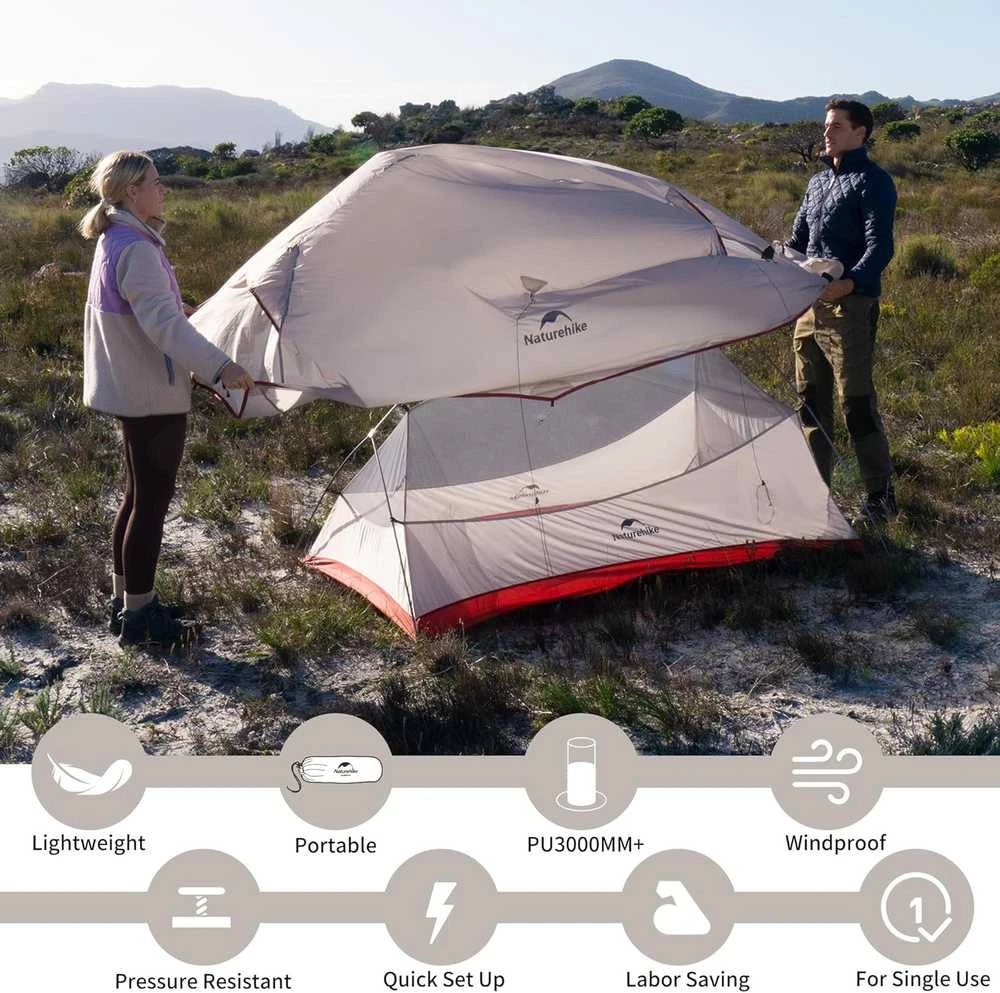 Naturehike lengva vienvietė kempingo kupolinė palapinė Cloud Up Pro, atspari vandeniui, 3 sezonų, 1,55 kg
