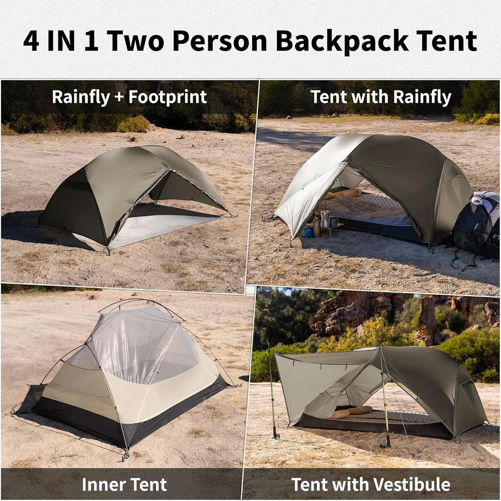 Naturehike Mongar Pro ultralengva dvivietė palapinė, atspari vandeniui ir vėjui, 3-4 sezonams