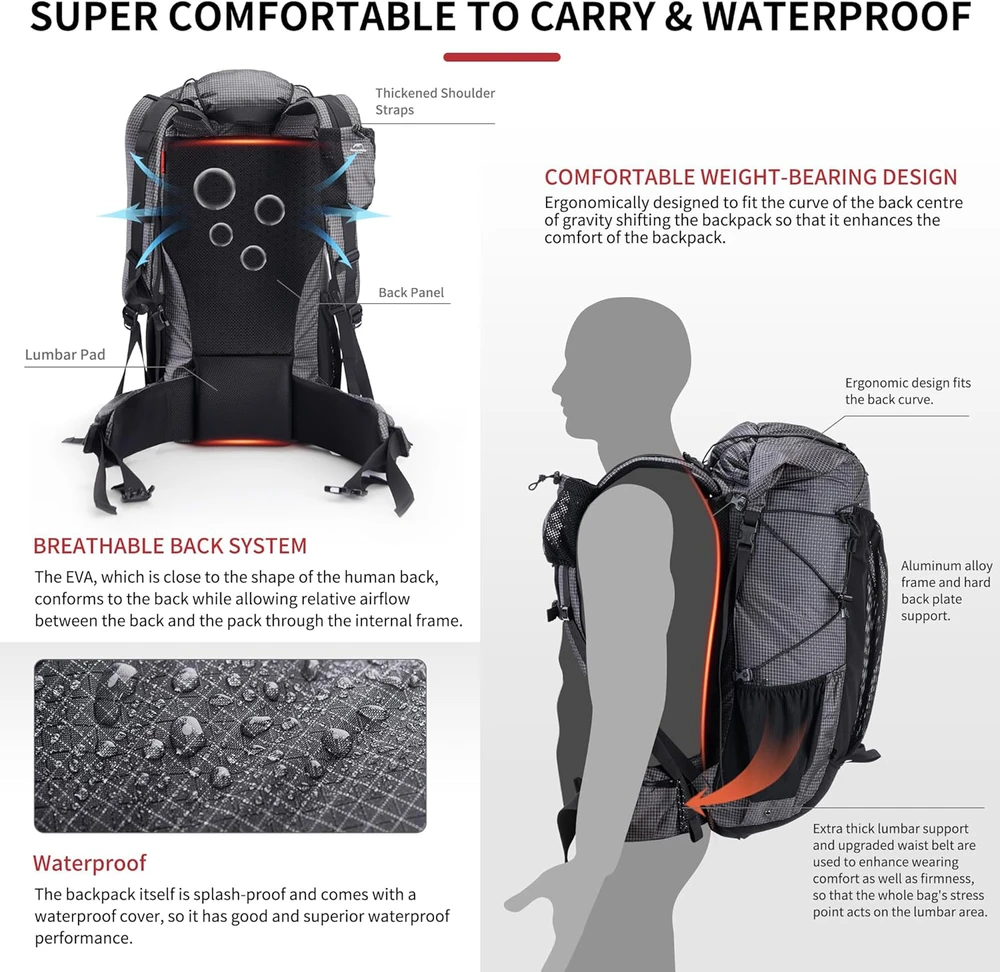 Naturehike Rock Žygio Kuprinė 60L+5L
