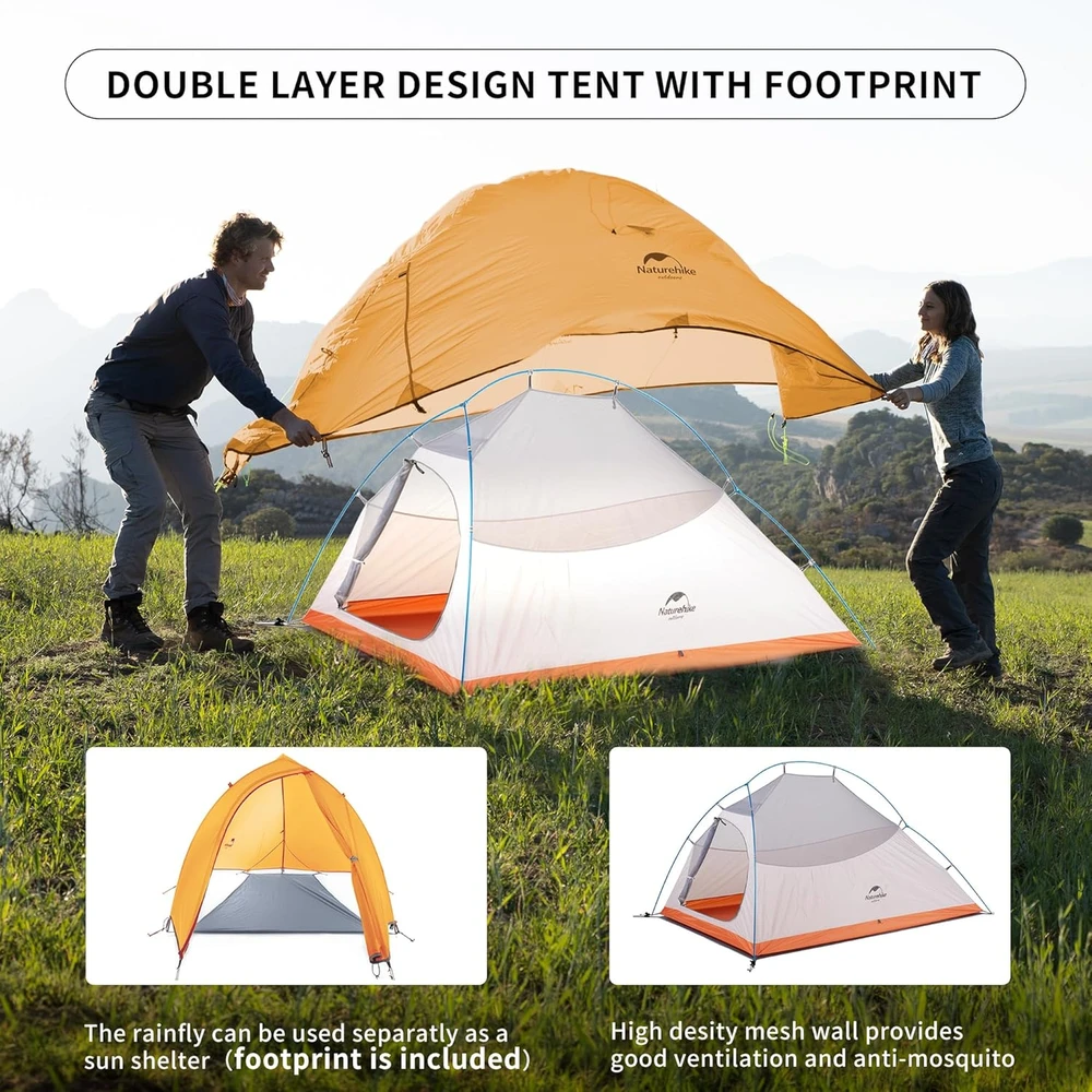 Naturehike ultralengva dvivietė palapinė Cloud Up 2, vandeniui atspari, 3 sezonų, NH17T001-T