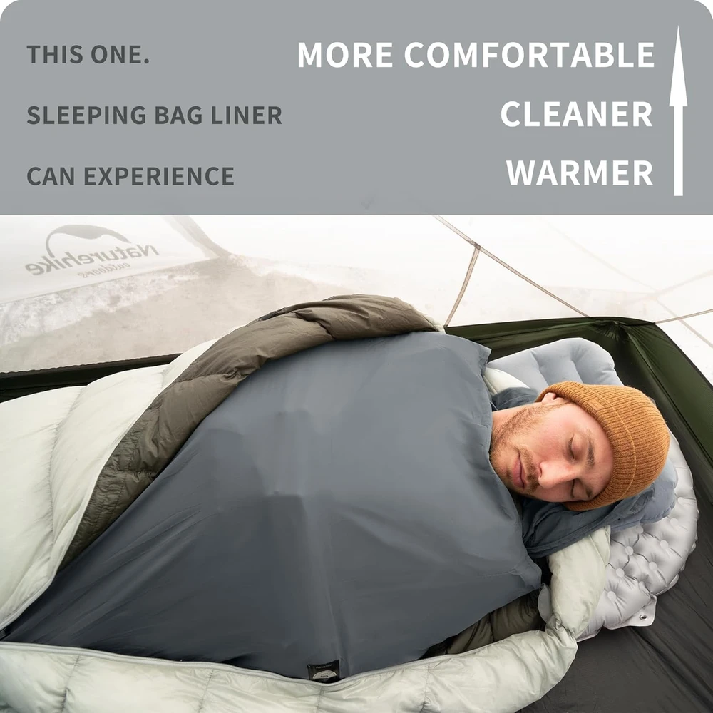 Naturehike ultralengvas miegmaišio įdėklas 80 x 210 cm, 128 g, nailonas, mėlynas