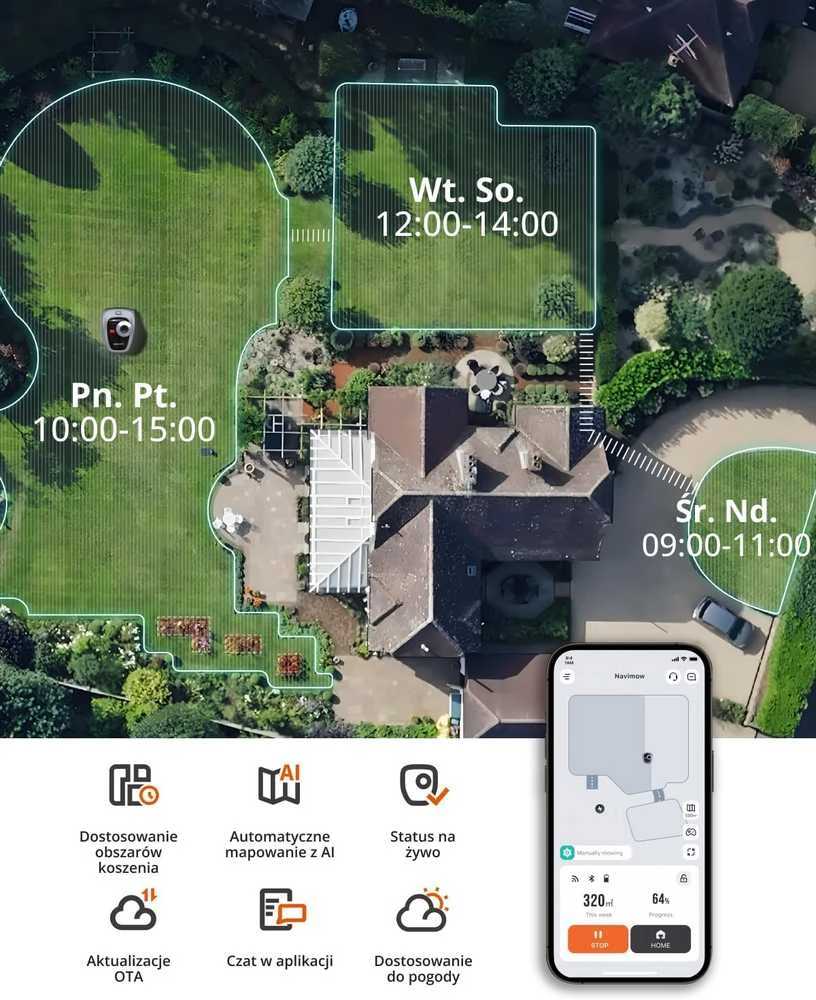Segway Navimow i105E Belaidis vejos pjovimo robotas skirtas iki 500 m² vejai