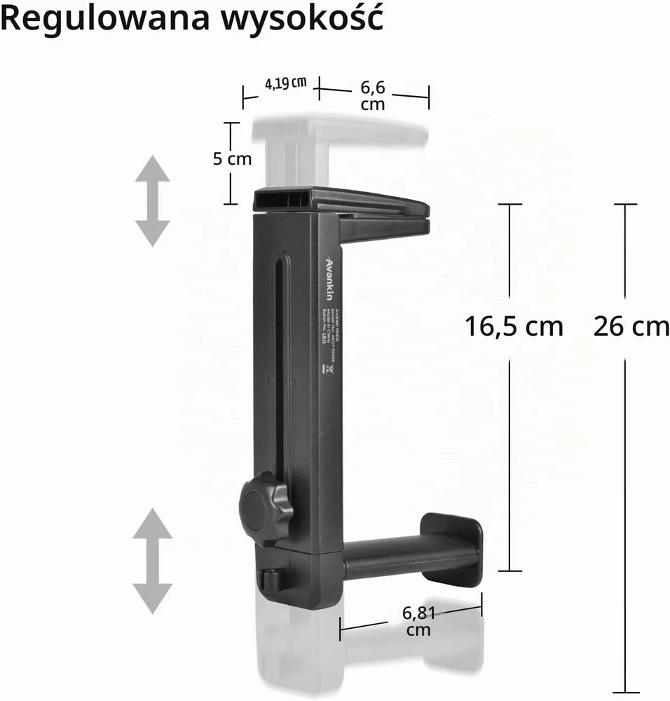 NEETTO ausinių laikiklis su staliniu stovu 2 viename, reguliuojamas, HDLP-HS906-BLK