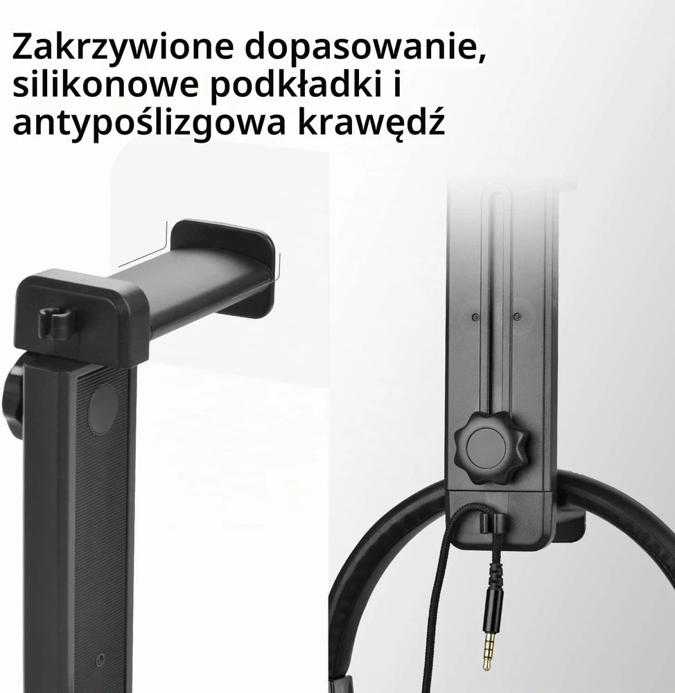 NEETTO ausinių laikiklis su staliniu stovu 2 viename, reguliuojamas, HDLP-HS906-BLK