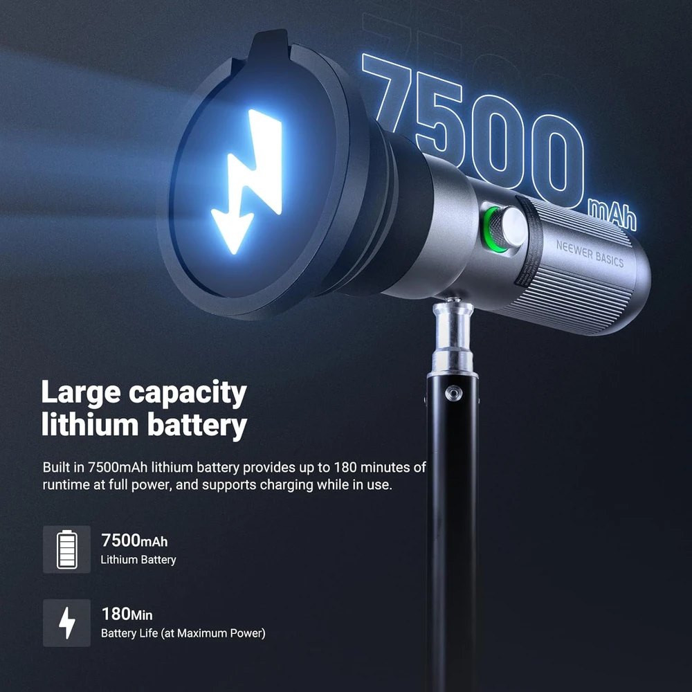 NEEWER LED fotografijos lempa 10 W, 7500 mAh, 4 spalvų režimai, USB-C įkrovimas, FL10