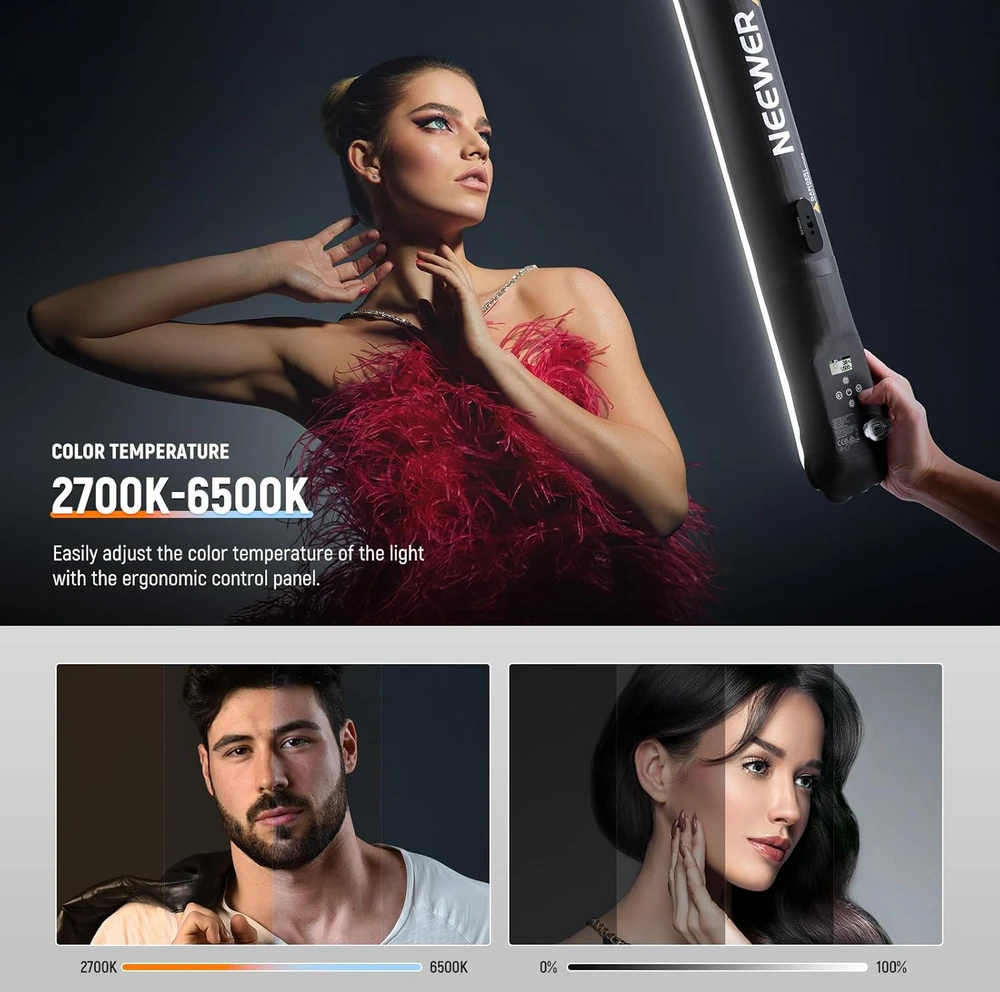 NEEWER LED šviesos lazda 90 cm, dvikolorė, 21 W, 2500 mAh, USB-C, GC21B