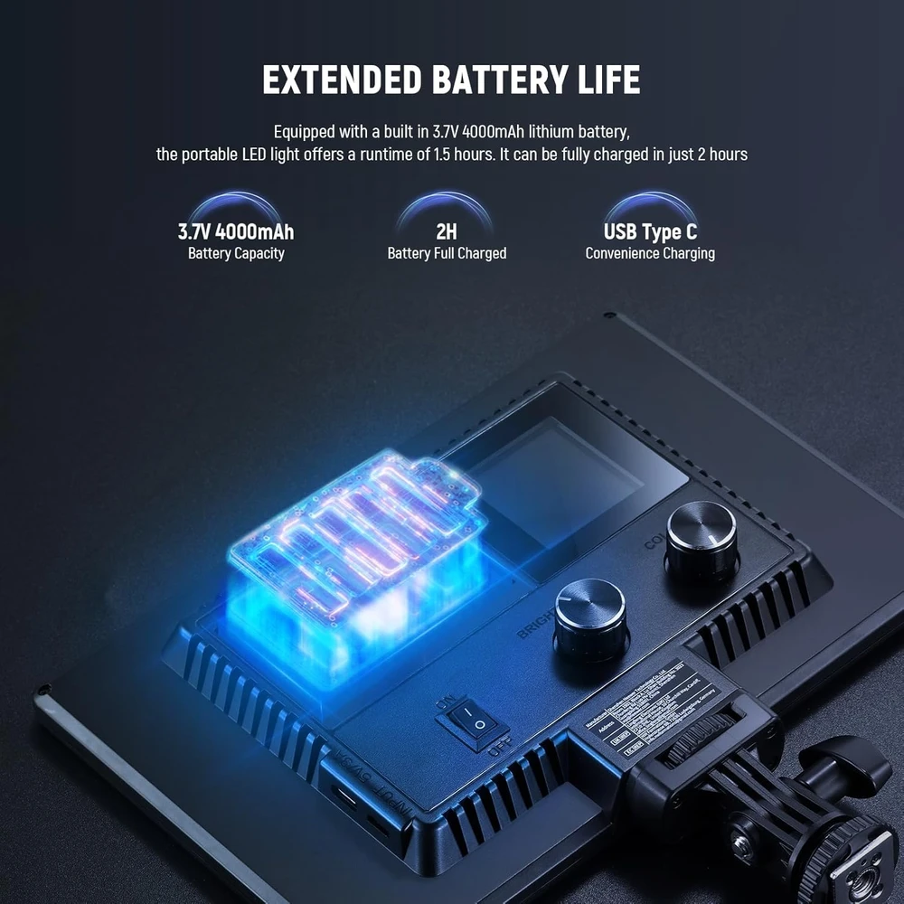 Neewer LED šviesos panelė 10 W, USB-C, 4000 mAh akumuliatorius, 3200–5600 K, NL-116AI