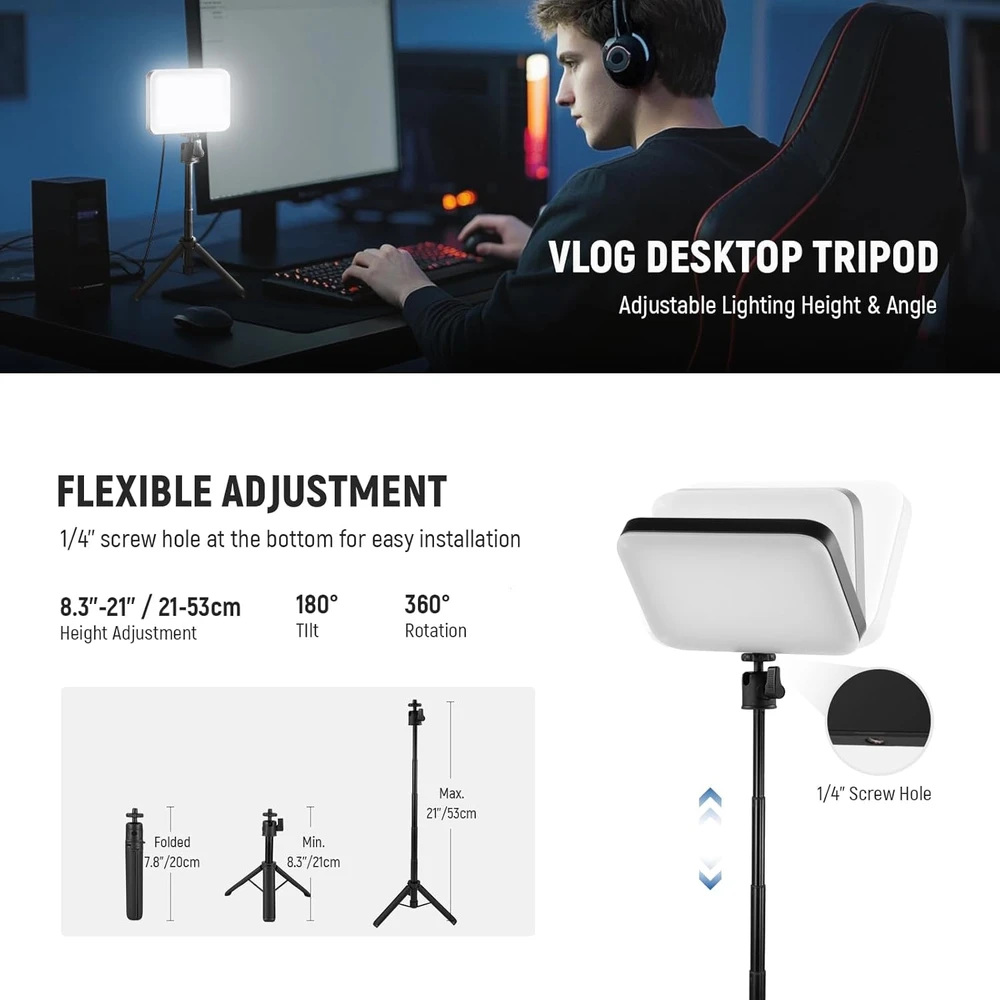 NEEWER LED šviestuvų rinkinys BP66, 66 LED, reguliuojamas, 10 W, USB, stalo ir vaizdo konferencijoms