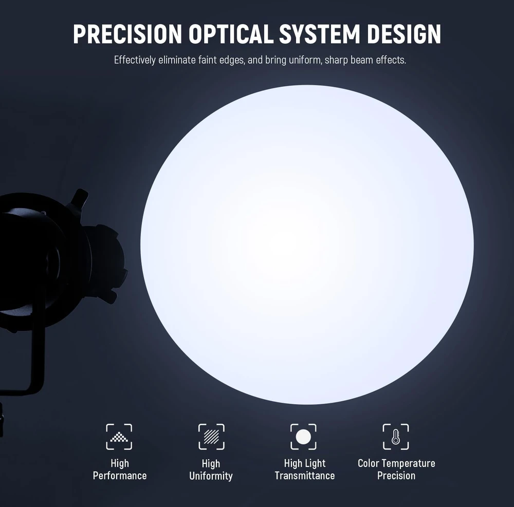 NEEWER projekcinis reflektoriaus snoot su 20° objektyvu, reguliuojama fokusavimo funkcija, Bowens tvirtinimas, LS-39
