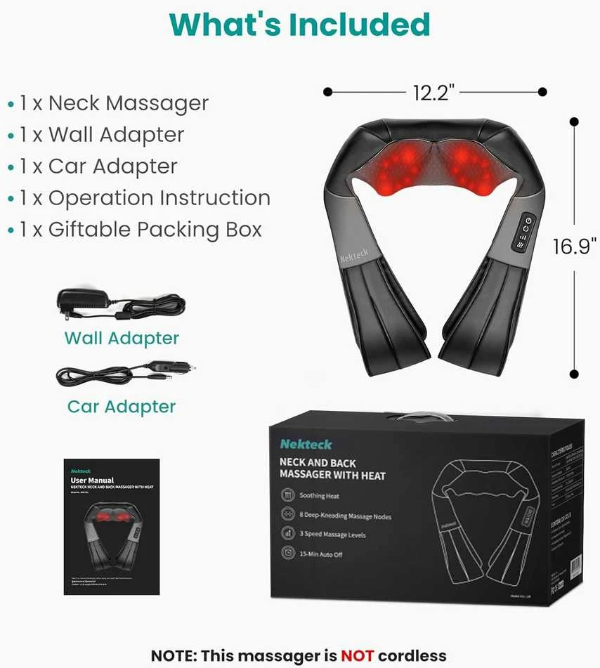 Nekteck Shiatsu kaklo ir nugaros masažuoklis