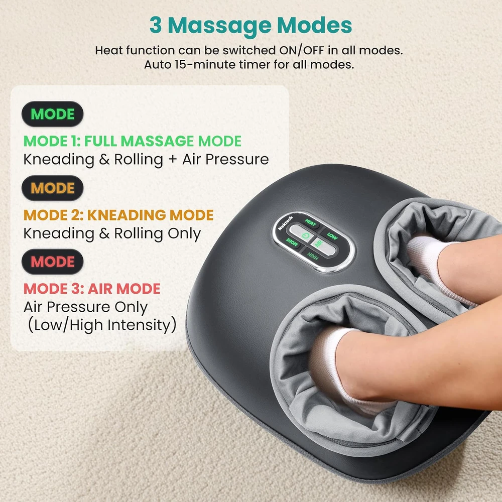 Nekteck Shiatsu pėdų masažuoklis su šildymu ir oro kompresija NK-FM-0301