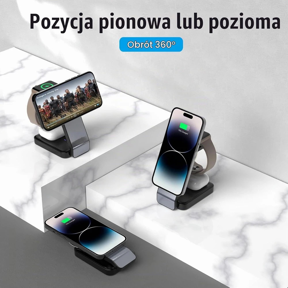 NeotrixQI belaidė magnetinė įkrovimo stotelė 3 viename, 15 W, MagSafe, W79