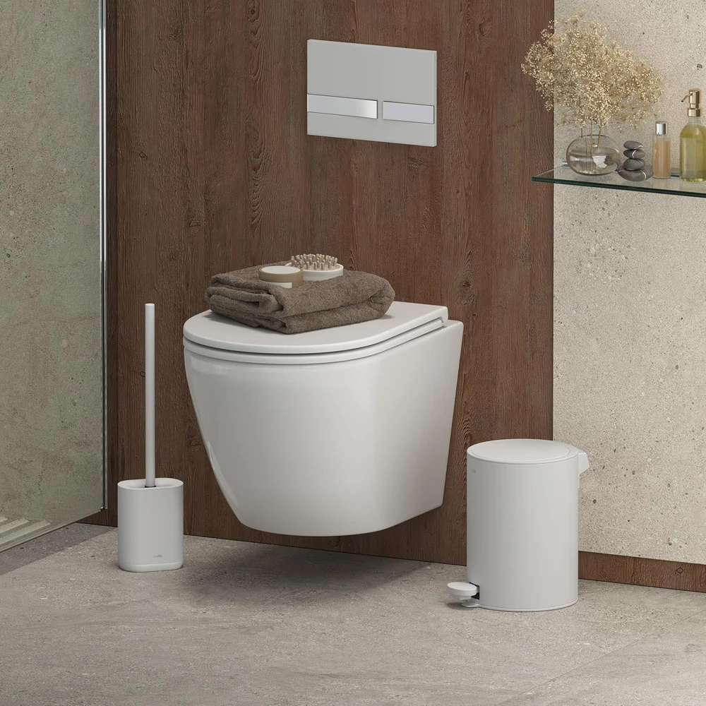 Nerūdijančio plieno šiukšliadėžė su pedalu, Soft-Close dangteliu, matine danga, 3 l, balta