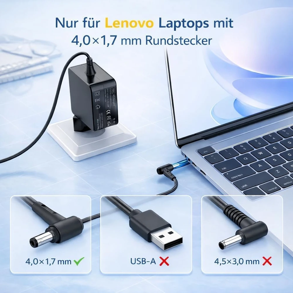 Nešiojamojo kompiuterio įkroviklis 65 W 20 V 3,25 A su 4.0x1.7 mm jungtimi Lenovo IdeaPad serijai