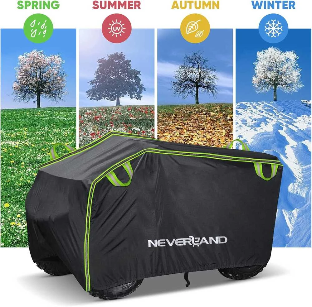 NEVERLAND ATV keturračio uždangalas, vandeniui atsparus, XXXL dydis, poliuretanas, žalia ir juoda