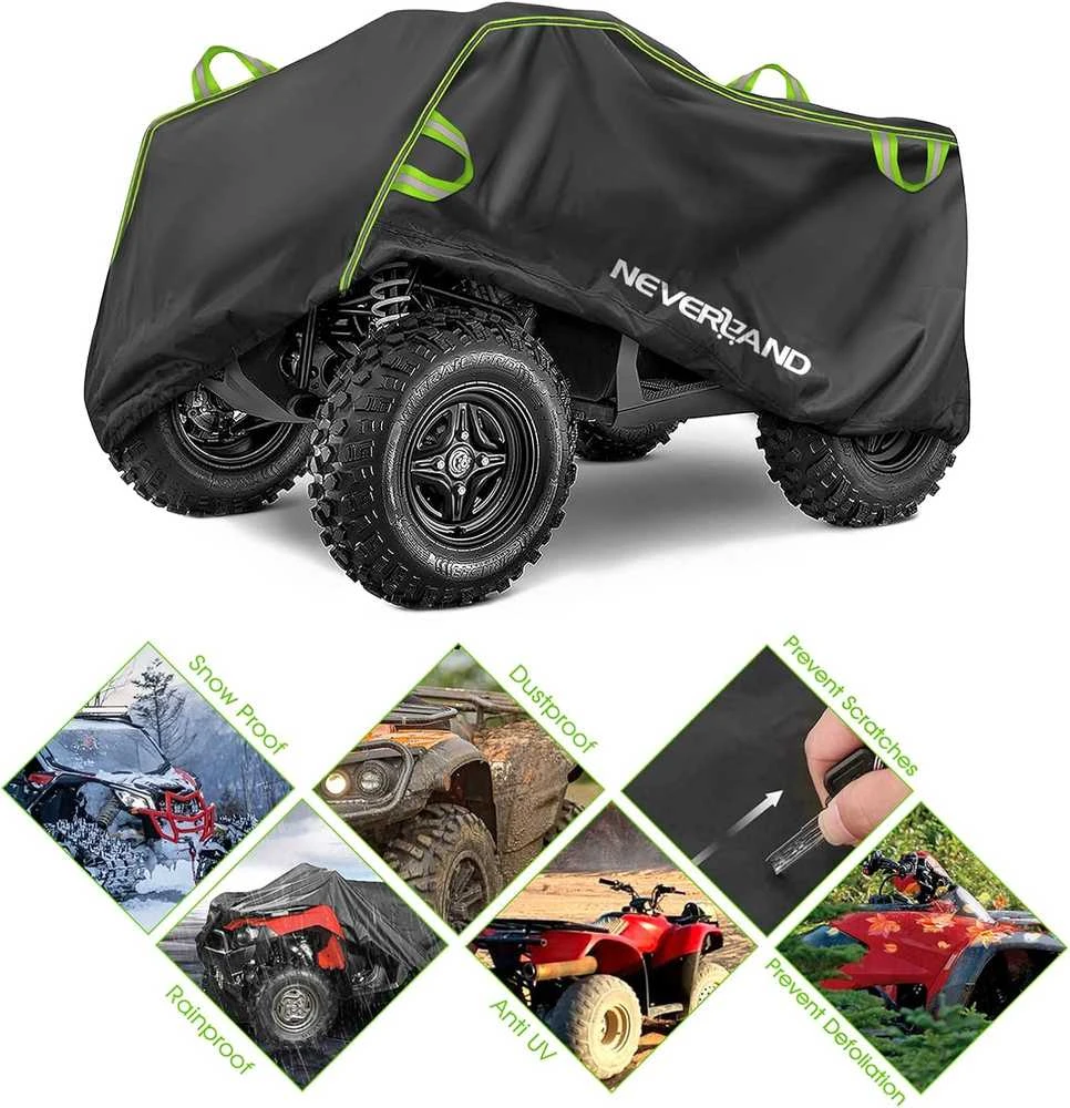 NEVERLAND ATV keturračio uždangalas, vandeniui atsparus, XXXL dydis, poliuretanas, žalia ir juoda