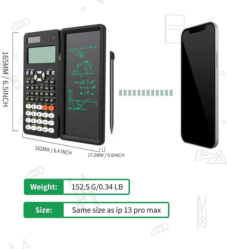 Newyes mokslinis kalkuliatorius su 2 col. LCD ekranu, juodas, E-AB0607-6C-1002