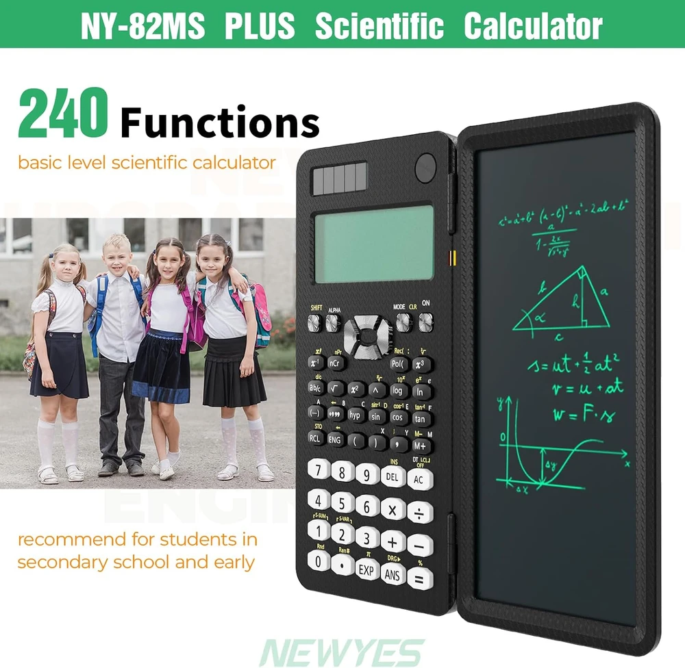 NEWYES mokslinis skaičiuotuvas su LCD užrašine ir 240 funkcijų NY-82MS PLUS Edition