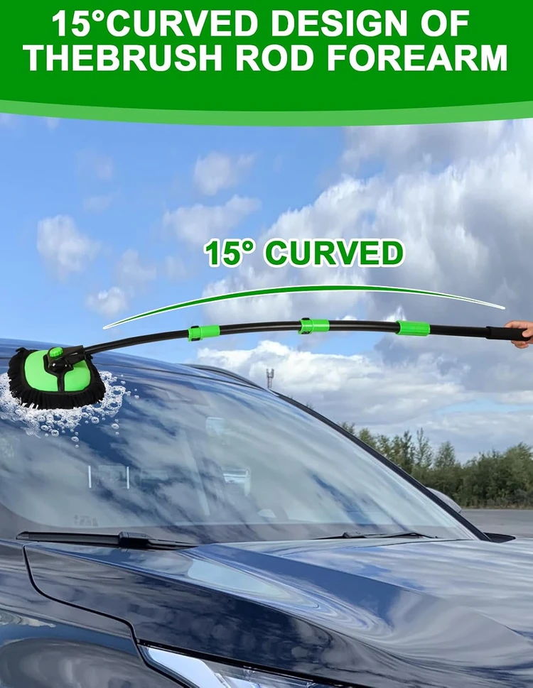 Nicecastle automobilio plovimo šepetys su 136 cm kotu ir šeniliniais šereliais NI240802