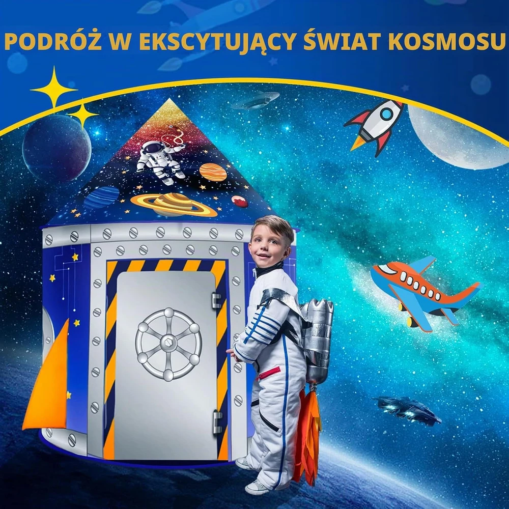 Nicecastle vaikiška žaidimų palapinė raketa 101,6 x 101,6 x 134,6 cm NCB011