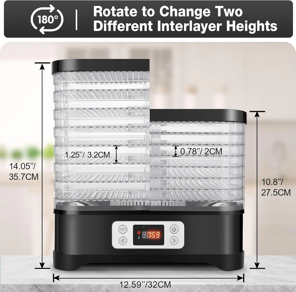 Nictemaw maisto džiovyklė, 400 W, 8 padėklų, temperatūros reguliavimas 35-70 °C, SC-5330B