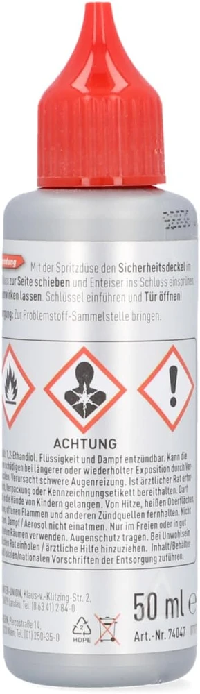 NIGRIN automobilinių durų spynelių atitirpiklis iki -50 °C, 50 ml, 118533