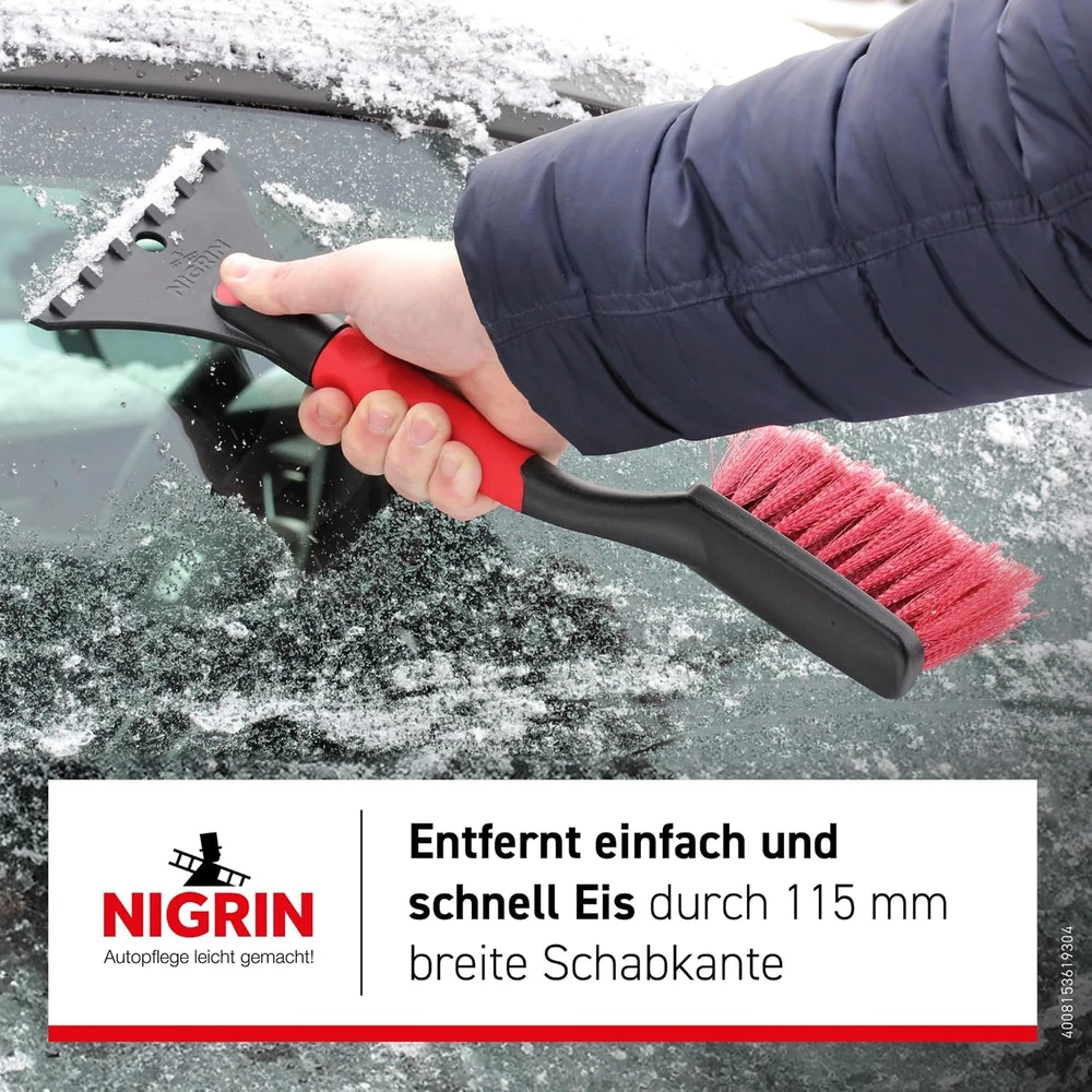 NIGRIN automobilio langų ledo grandiklis su šepečiu, 40 cm, 6193