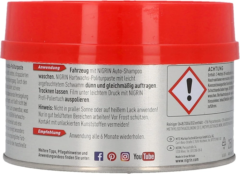 Nigrin kieto vaško poliravimo pasta su karnaubo vašku, 250 ml, 72943