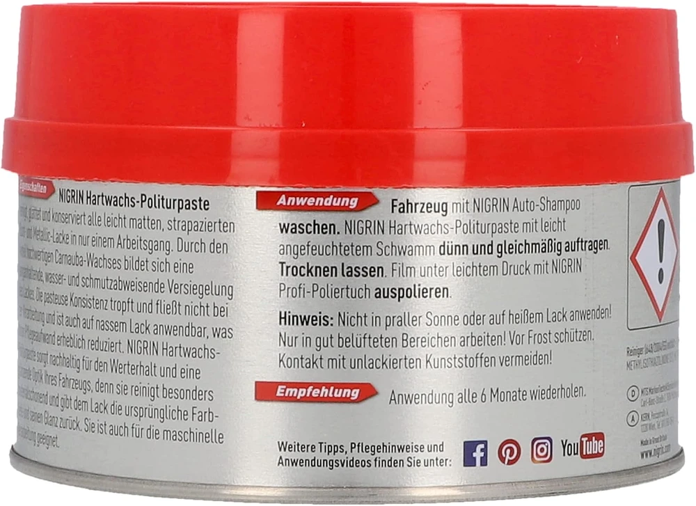 Nigrin kieto vaško poliravimo pasta su karnaubo vašku, 250 ml, 72943