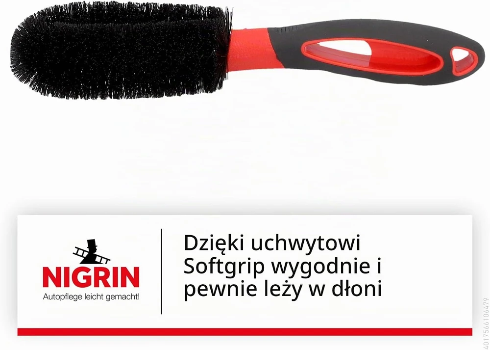 NIGRIN ratlankių valymo šepetys su minkštais šeriais ir silikonine rankena, 21011