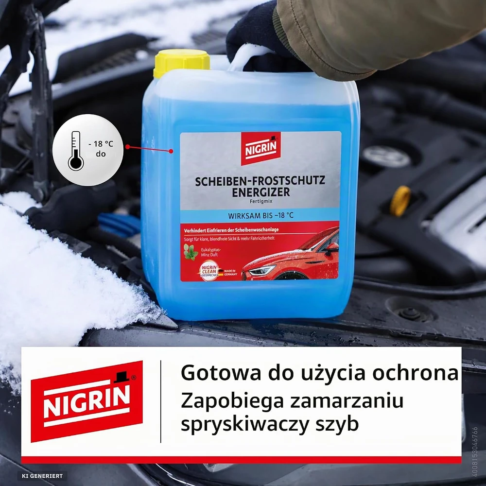 NIGRIN žieminis automobilio stiklų plovimo skystis, atsparus šalčiui iki −18 °C, 5 l, 21021