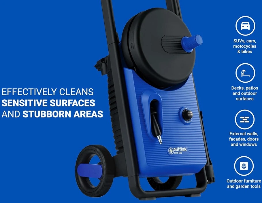 Nilfisk Core 140-6 PowerControl EU aukšto slėgio plovimo įrenginys Upright Elektrinis 474 l/h 1800 W Mėlyna