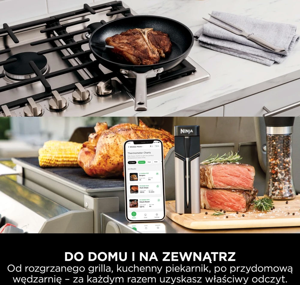 Ninja belaidis mėsos termometras su Bluetooth, atsparus vandeniui, 30 h baterija, WP100EU