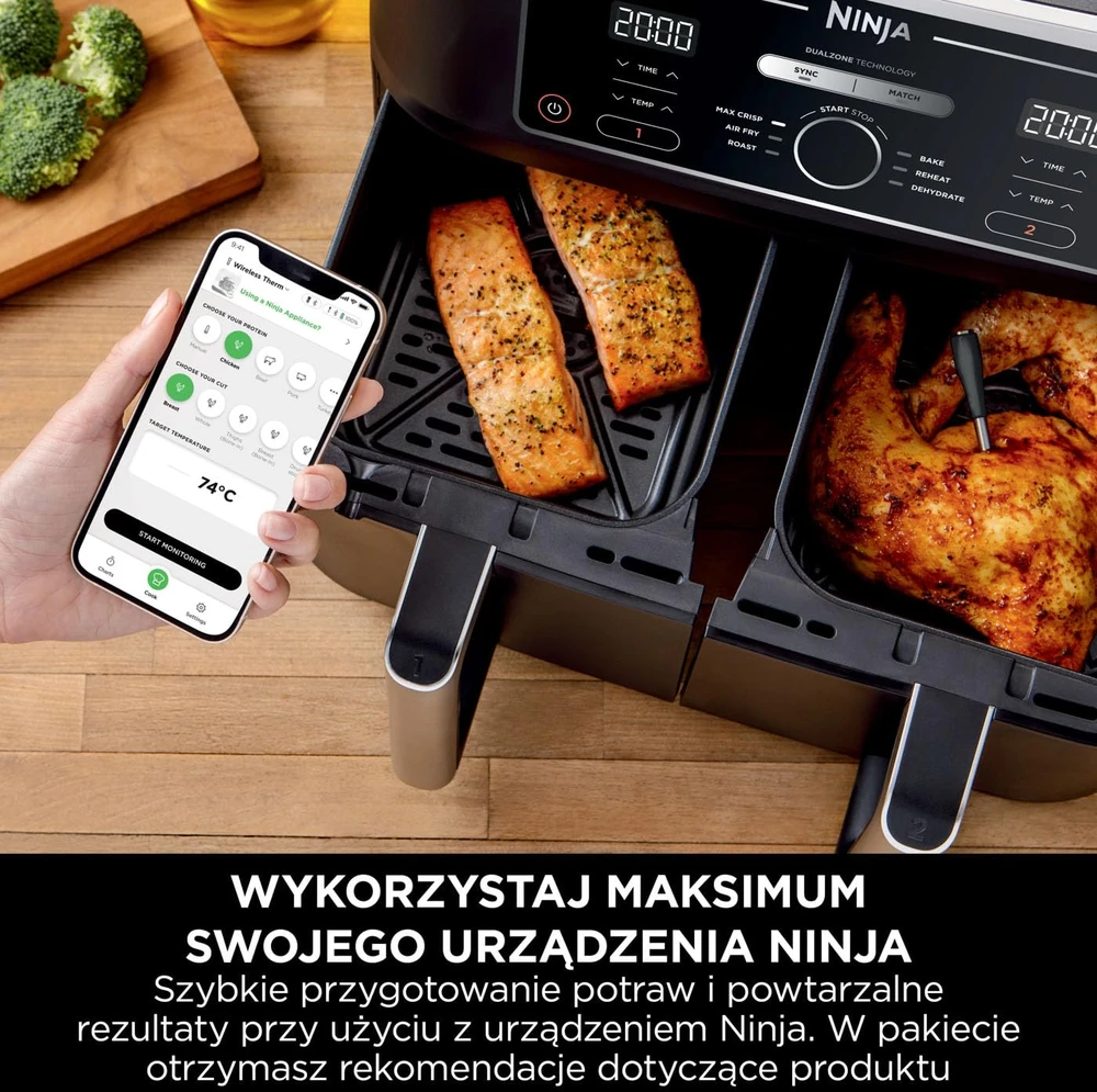 Ninja belaidis mėsos termometras su Bluetooth, atsparus vandeniui, 30 h baterija, WP100EU