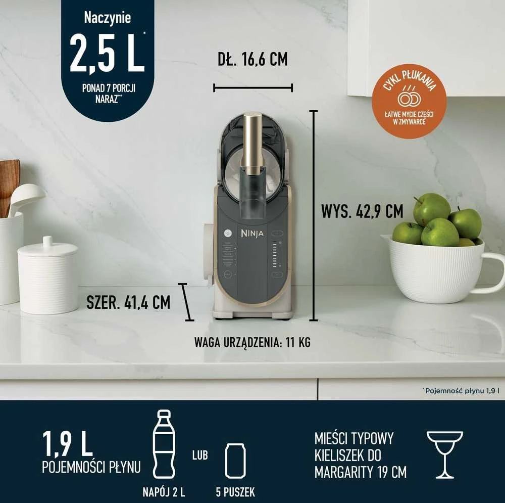 Ninja šaldytų gėrimų gaminimo aparatas, 1,9 l talpos, 5 režimai, WhisperChill, FS301EUSTGD