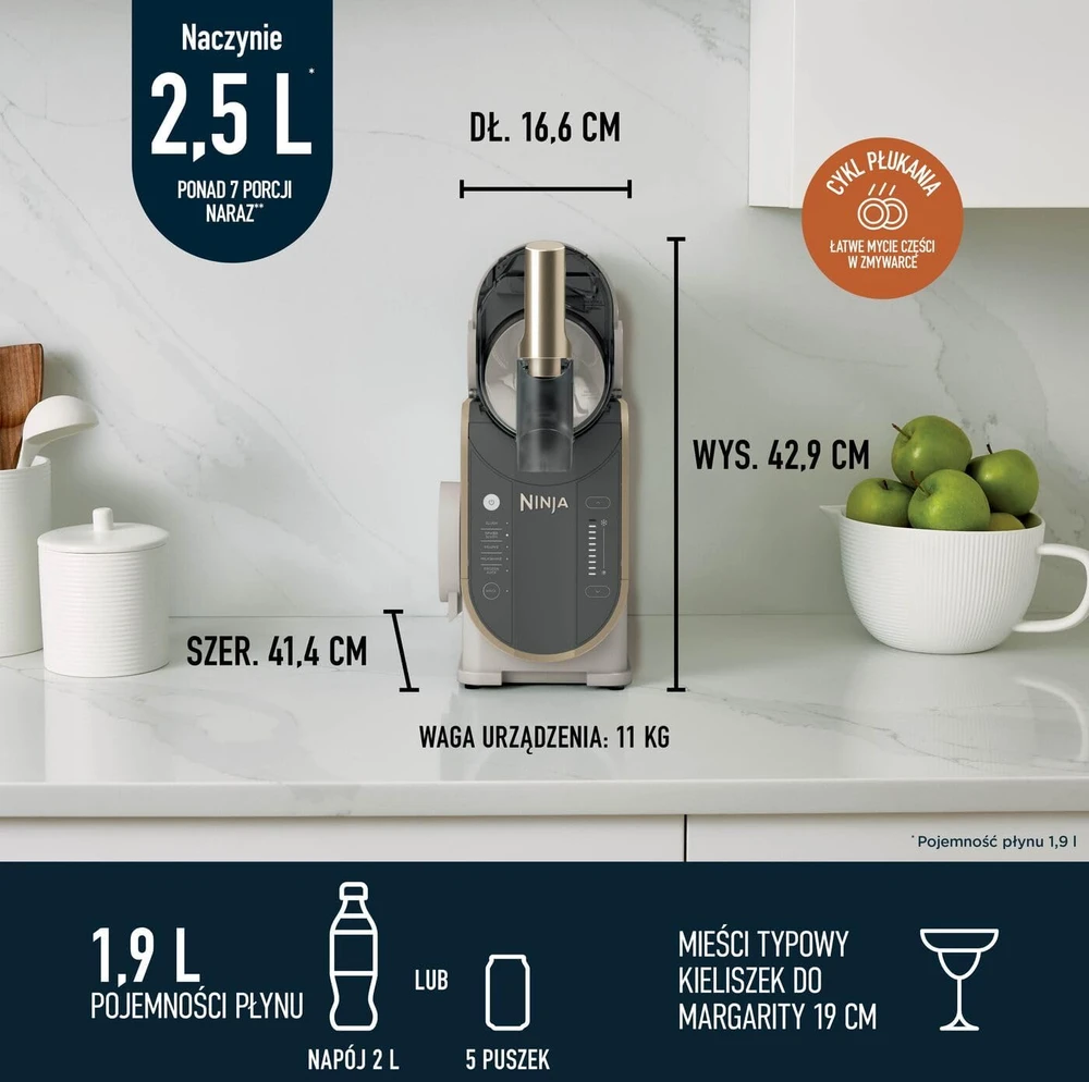 Ninja šaldytų gėrimų gaminimo aparatas, 1,9 l talpos, 5 režimai, WhisperChill, FS301EUSTGD