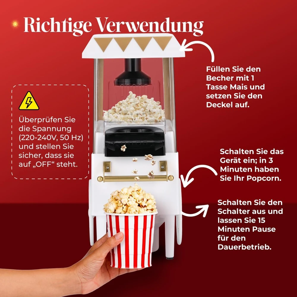 NK kukurūzų spragėsių aparatas 1200 W, 0,3 l, karšto oro, NK-HO33001
