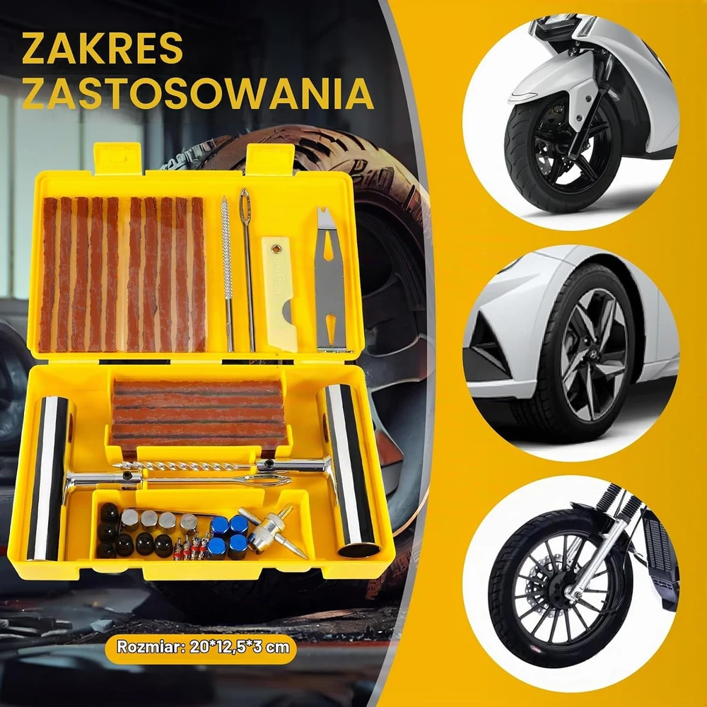 NLMWTI bekamerių padangų remonto rinkinys 58 dalių su T formos įrankiais BRGJ-58