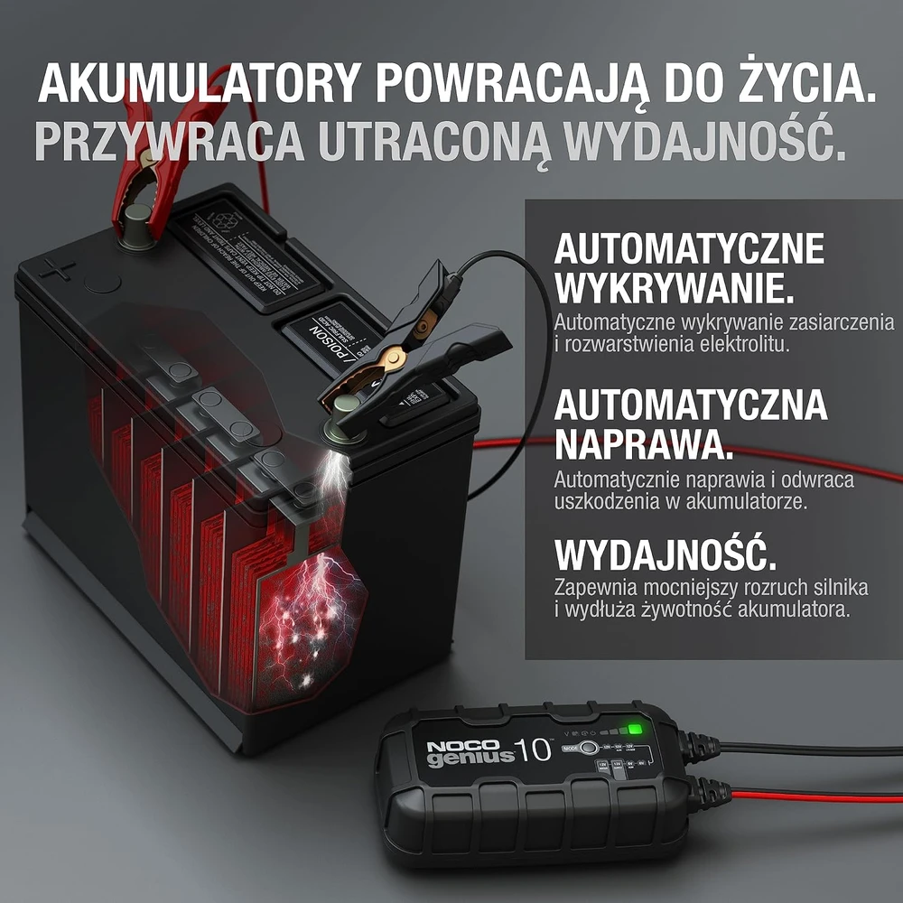 Akumuliatorių Įkroviklis - NOCO Genius10 EU 10A, 6V/12V su Priežiūros ir Nusierinimo Funkcija