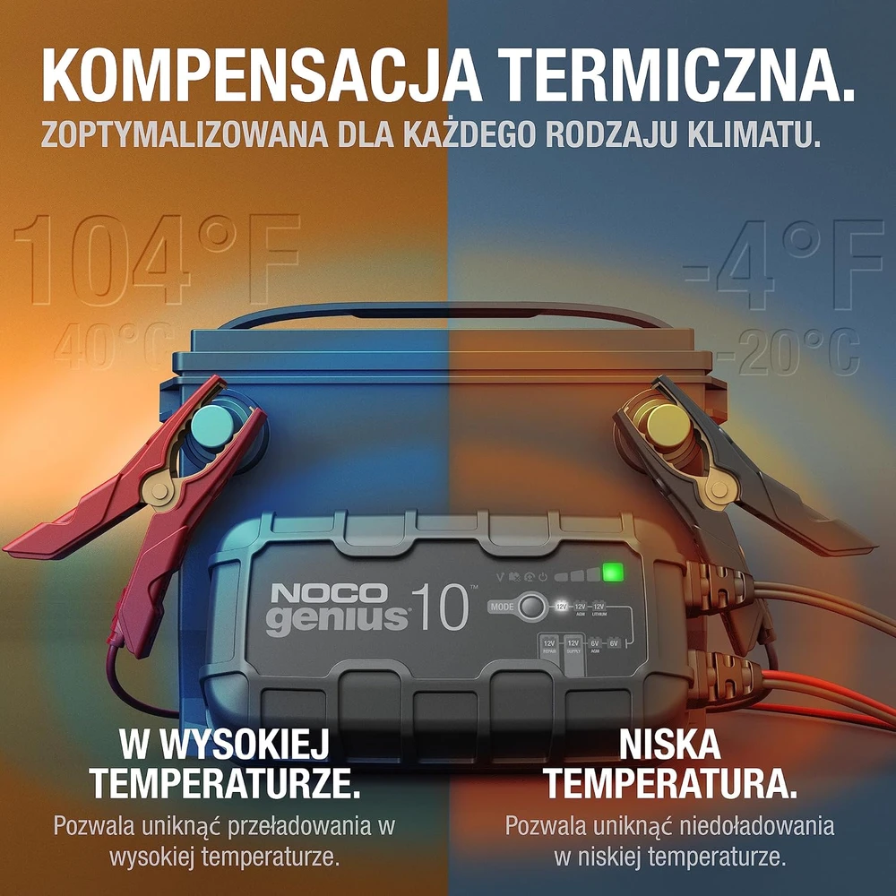 Akumuliatorių Įkroviklis - NOCO Genius10 EU 10A, 6V/12V su Priežiūros ir Nusierinimo Funkcija