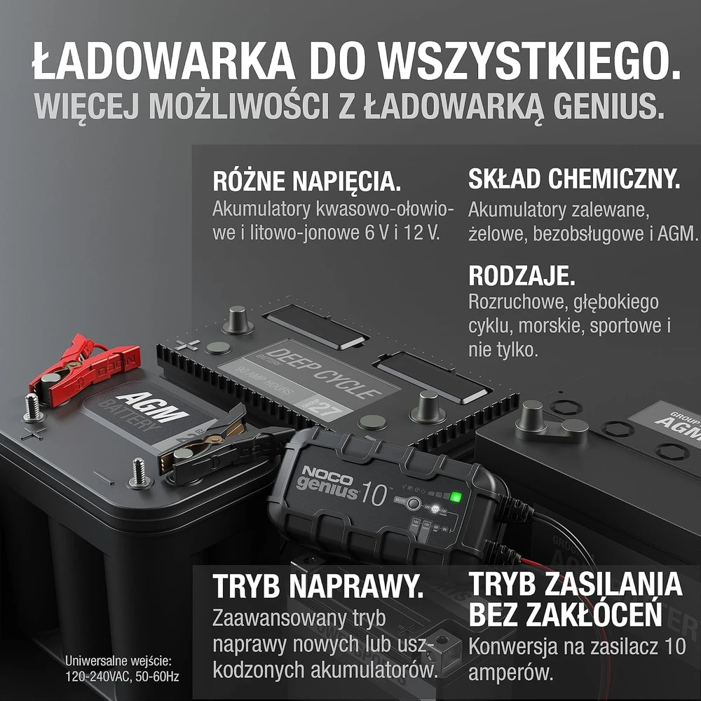 Akumuliatorių Įkroviklis - NOCO Genius10 EU 10A, 6V/12V su Priežiūros ir Nusierinimo Funkcija