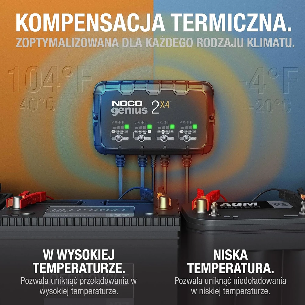Noco GENIUS2X4 8A 4 bankų akumuliatorių įkroviklis