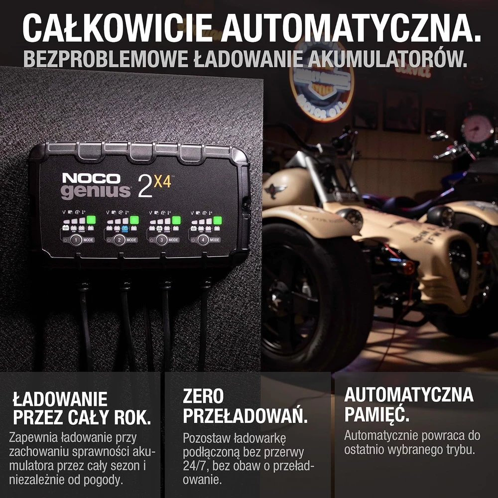Noco GENIUS2X4 8A 4 bankų akumuliatorių įkroviklis
