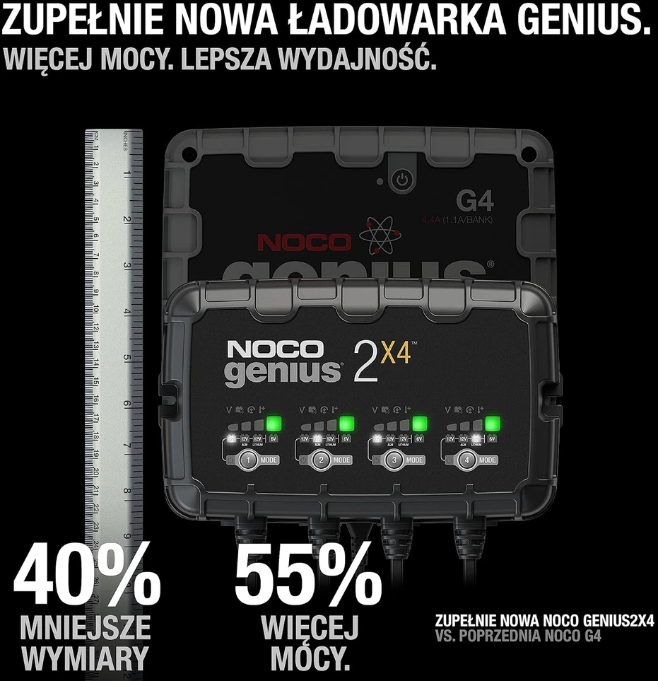 Noco GENIUS2X4 8A 4 bankų akumuliatorių įkroviklis