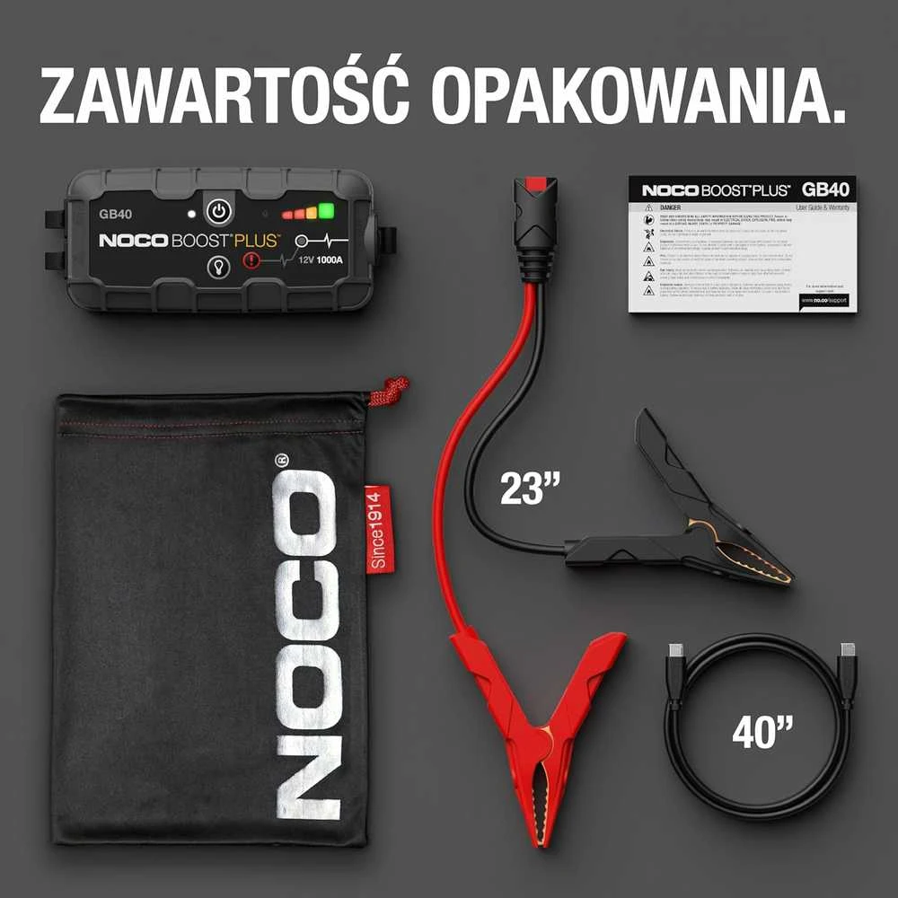 NOCO GB40 Boost 12V 1000A Jump Starter starteris su integruota 12V/USB baterija
