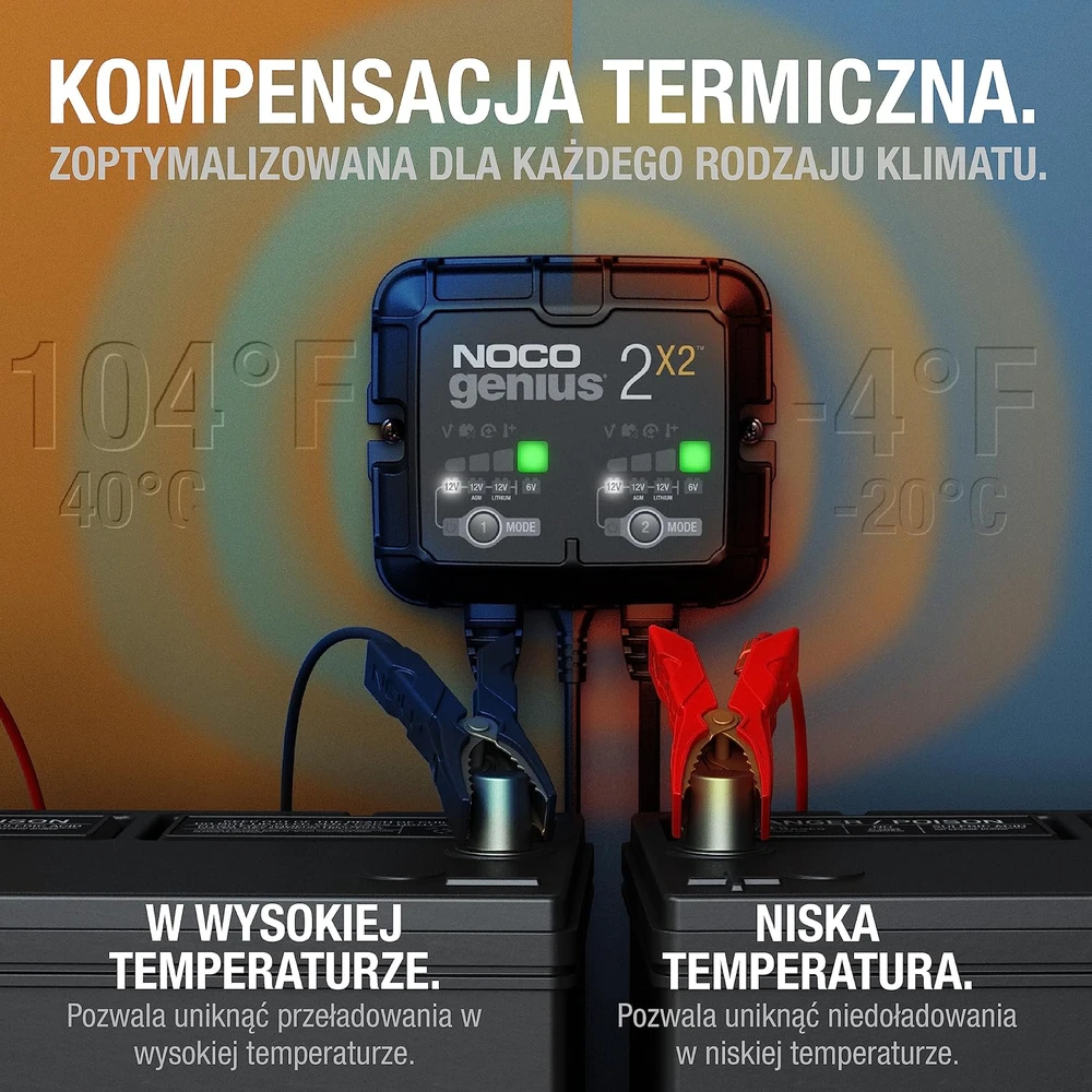 Noco GENIUS2X2 4A 2 bankų akumuliatorių įkroviklis